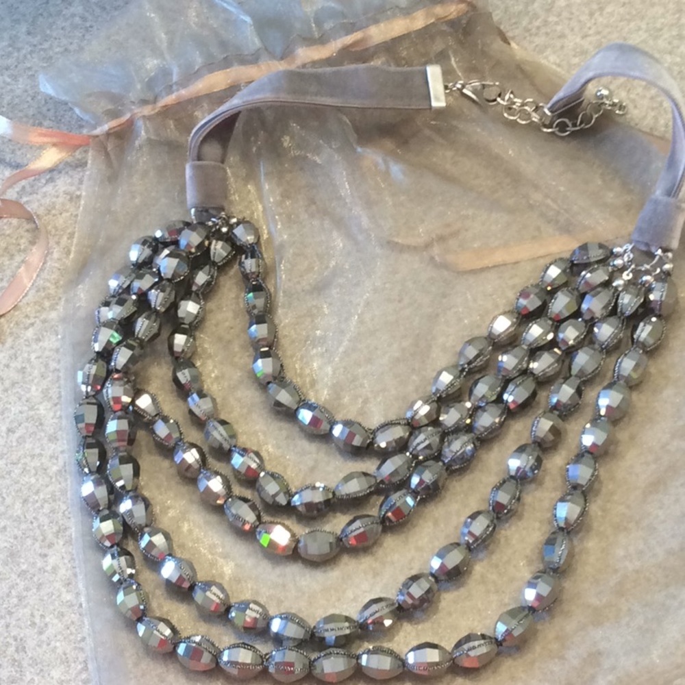 Chico’s Peyton Multi-Strand Silver/Grey Bead Stat… - image 7